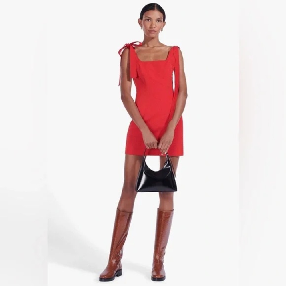 Staud Abbi Mini Bow Dress in Poinsettia Red Size 0
